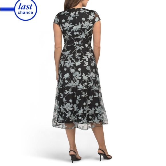 JS COLLECTIONS Black Multi Yvette Floral Tea-length Dress - Picture 2 of 2